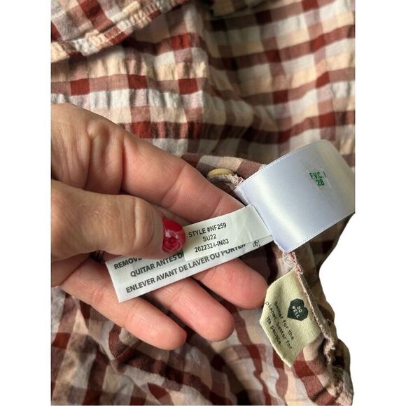 Madewell Seersucker Baybrook Shirt Top Plaid Stained Mahogany XL Short Sleeve - Picture 9 of 11